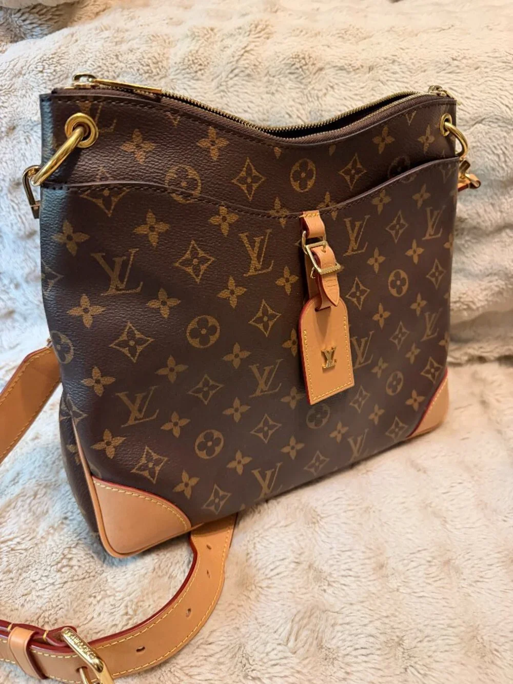 Louis Vuitton Odeon MM Monogram Large Crossbody Brown Tan